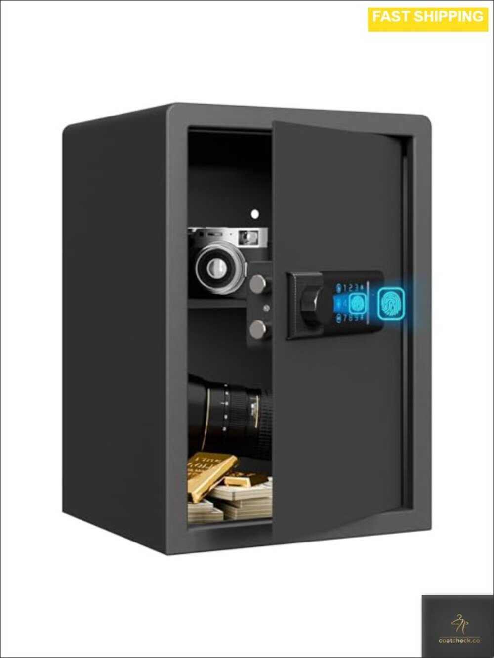 RPNB Fingerprint Safe Box Biometric Home Security 1.8 CuFt Steel